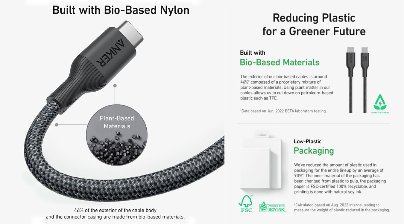 Cap Sac Anker Bio Braided C to C 240W Bio Based Cáp-Sạc-Anker-Bio-Braided-C--to-C-240W-Bio-Based