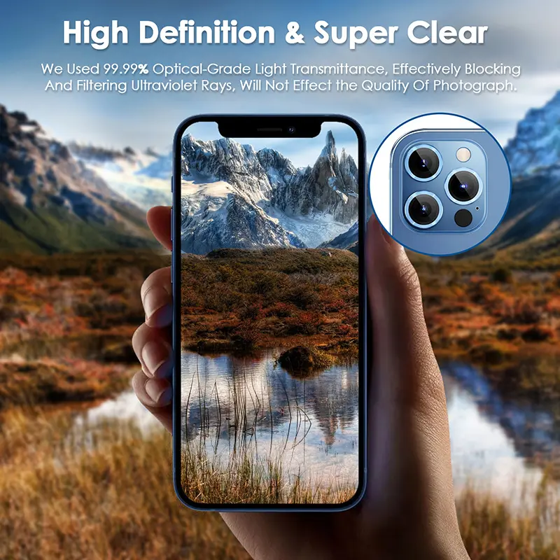 Cường Lực Camera iPhone 13-14 Seri Kuzoom PVD HD Lens Trong Suốt Kim Loại