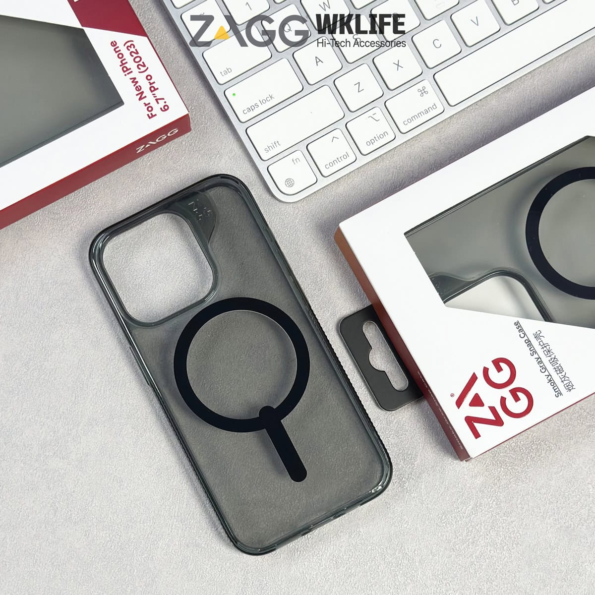 Ốp Magsafe iPhone 15 Pro Max ZAGG Smoky Gray Snap